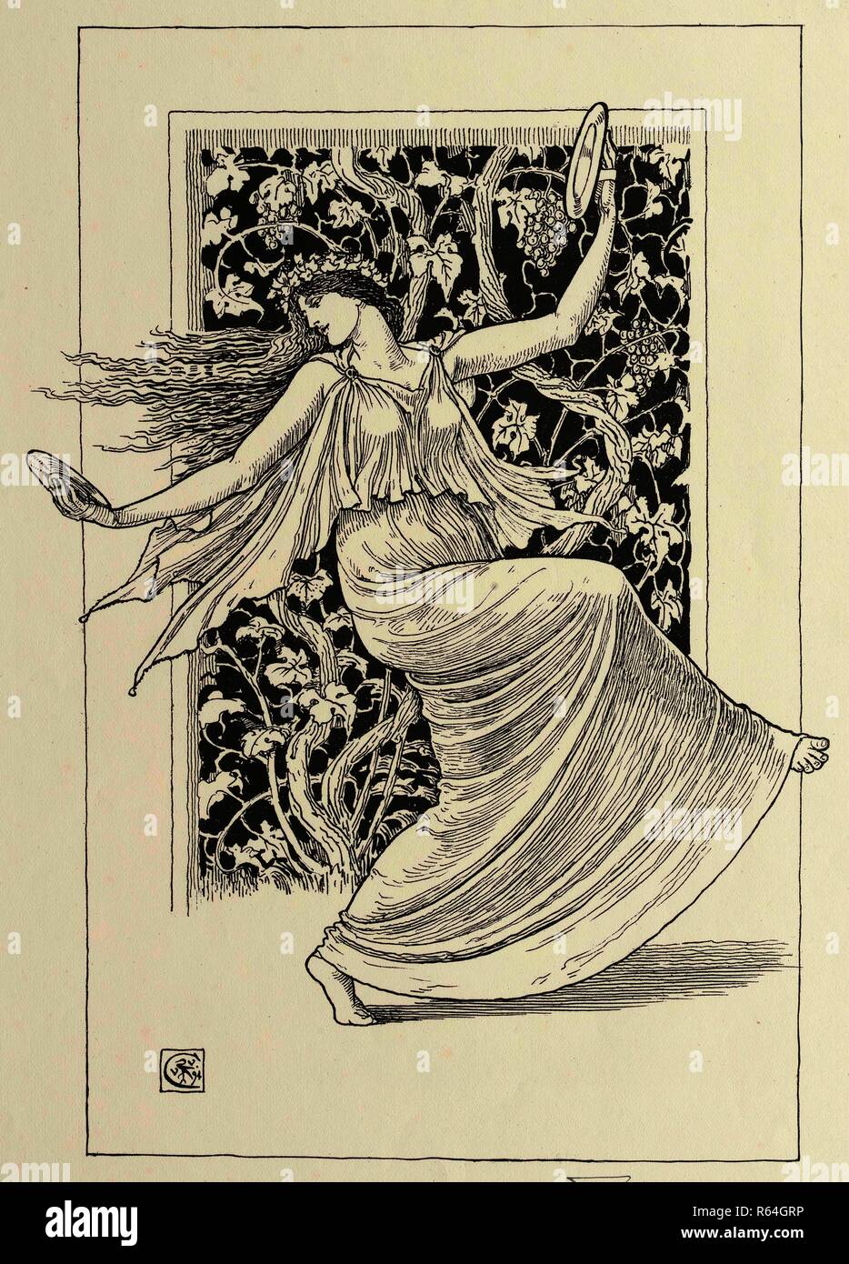 Danseuse aux cymbales (danseuse aux cymbales). Dimensions : 60,5 cm x 43,4 cm, 43,4 cm x 31 cm. Musée : Musée Van Gogh, Amsterdam. Auteur : grue, Walter. WALTER CRANE. Banque D'Images