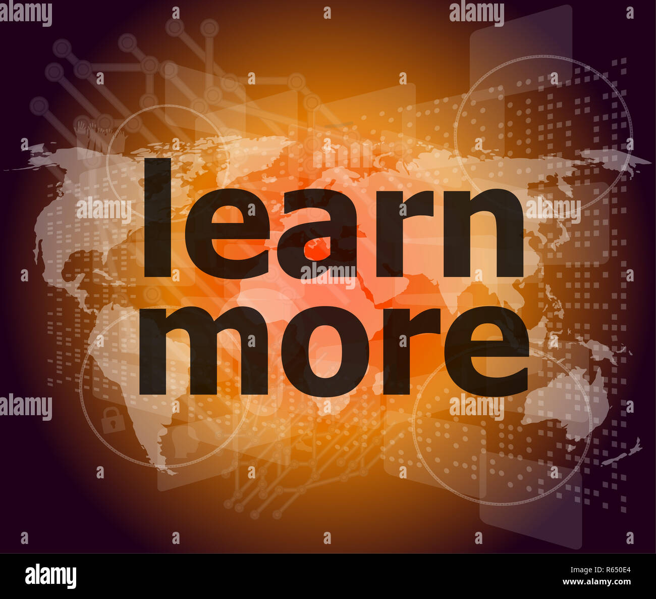 L'éducation et apprendre concept : des mots En savoir plus sur écran numérique d'affaires Banque D'Images