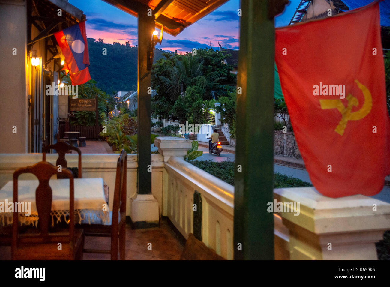 Heritage Guest House Hotel dans le centre-ville de Luang Prabang, Laos Banque D'Images