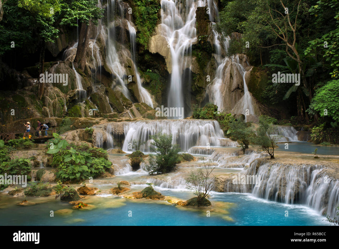 Chutes d'eau à l'Tat Kuang près de Luang Prabang au Laos. Banque D'Images
