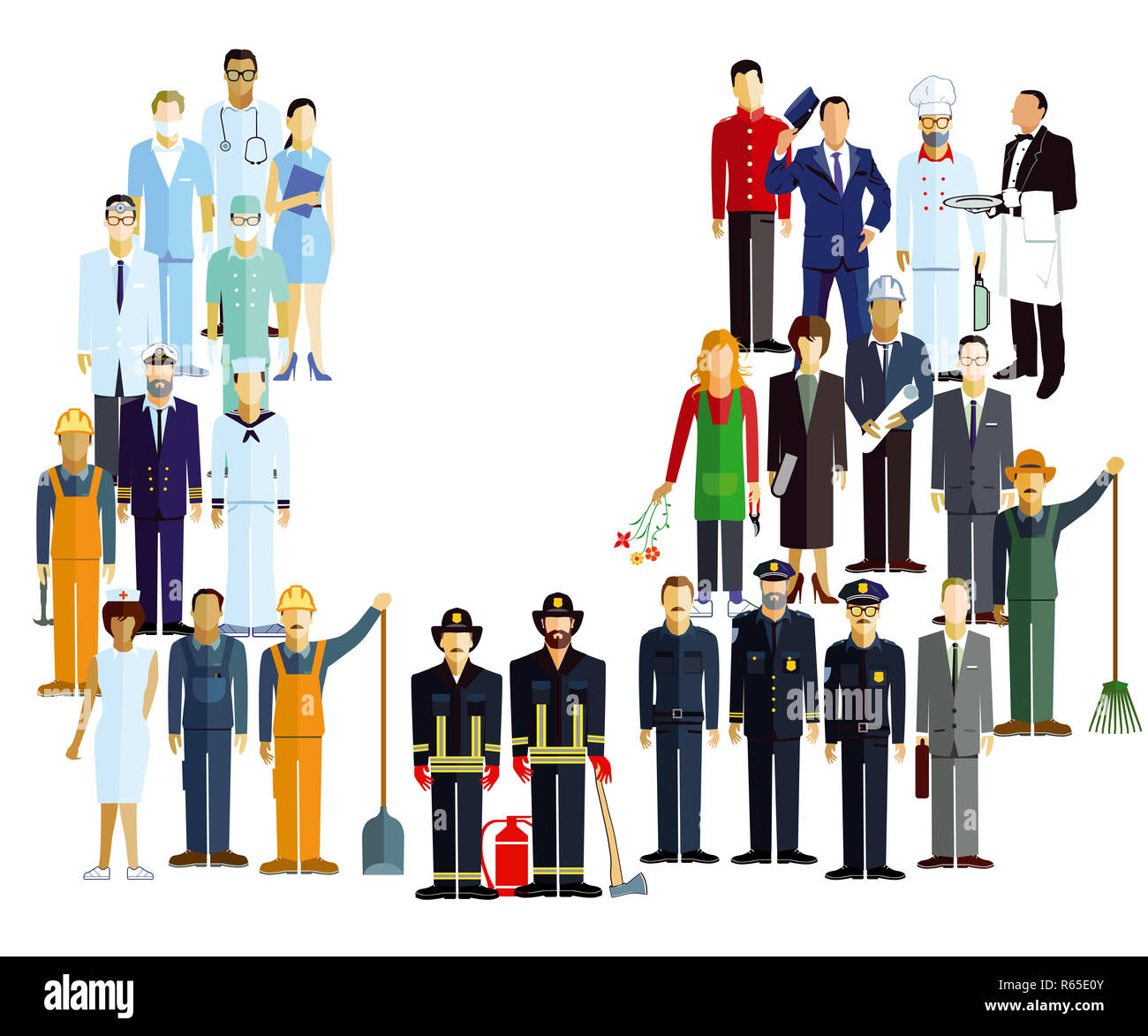 Employés et Employés professions,illustration Banque D'Images