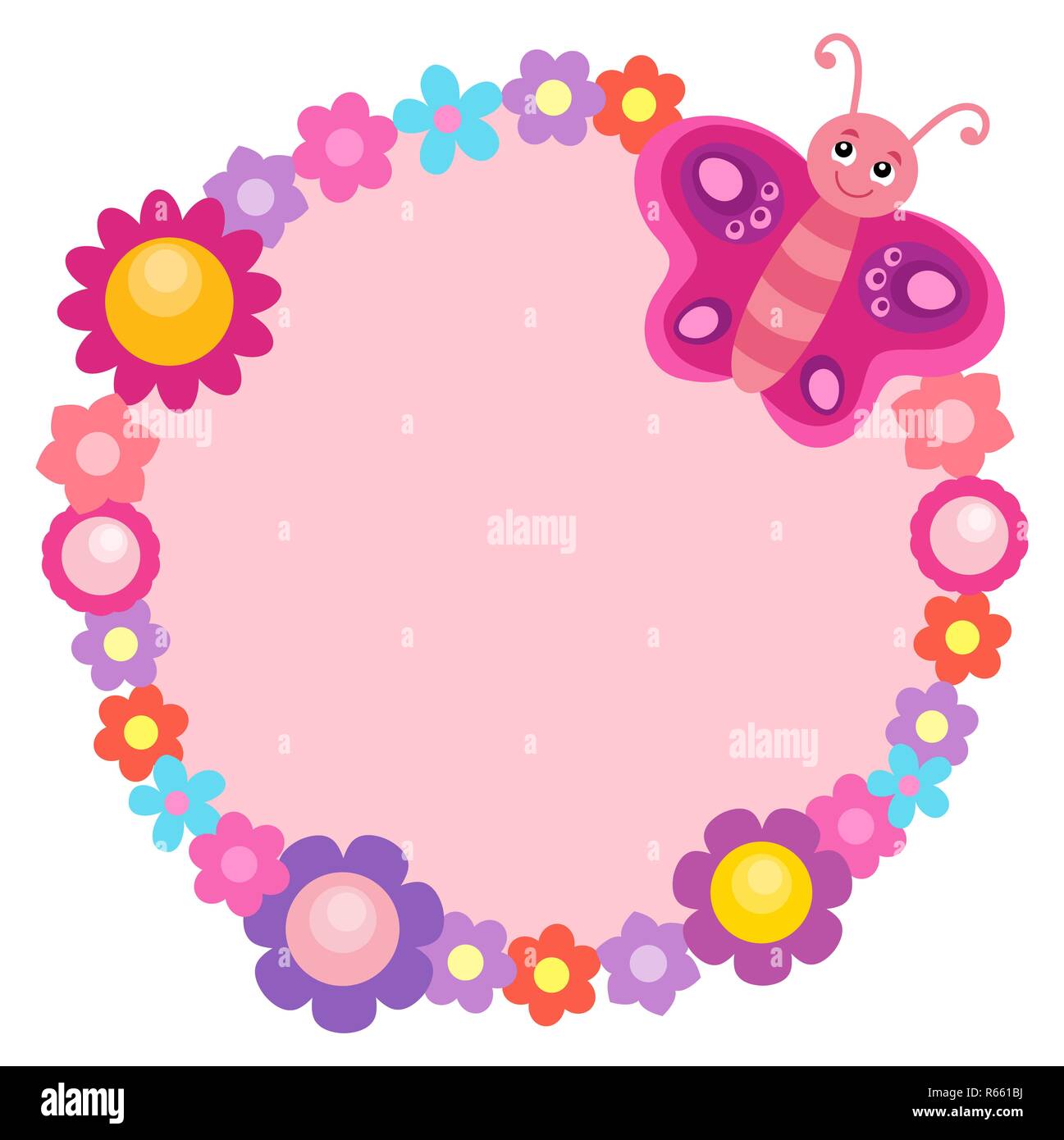 Tour de fleur avec papillon 1 Banque D'Images