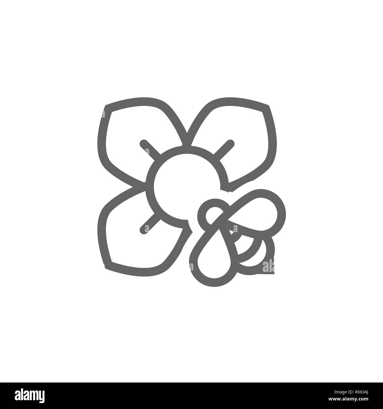 L'icône de la ligne d'abeilles et de fleurs combinaison. Signe et symbole illustration design. Isolé sur fond blanc Banque D'Images