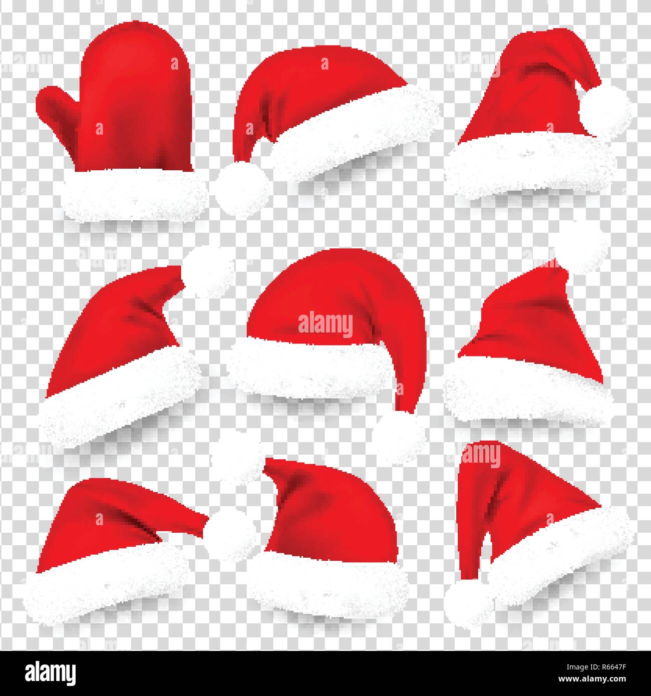 Noël Le Père Noël chapeaux de fourrure, moufle. Noël, Nouvel An Red Hat et  de son ombre. Vector illustration Image Vectorielle Stock - Alamy