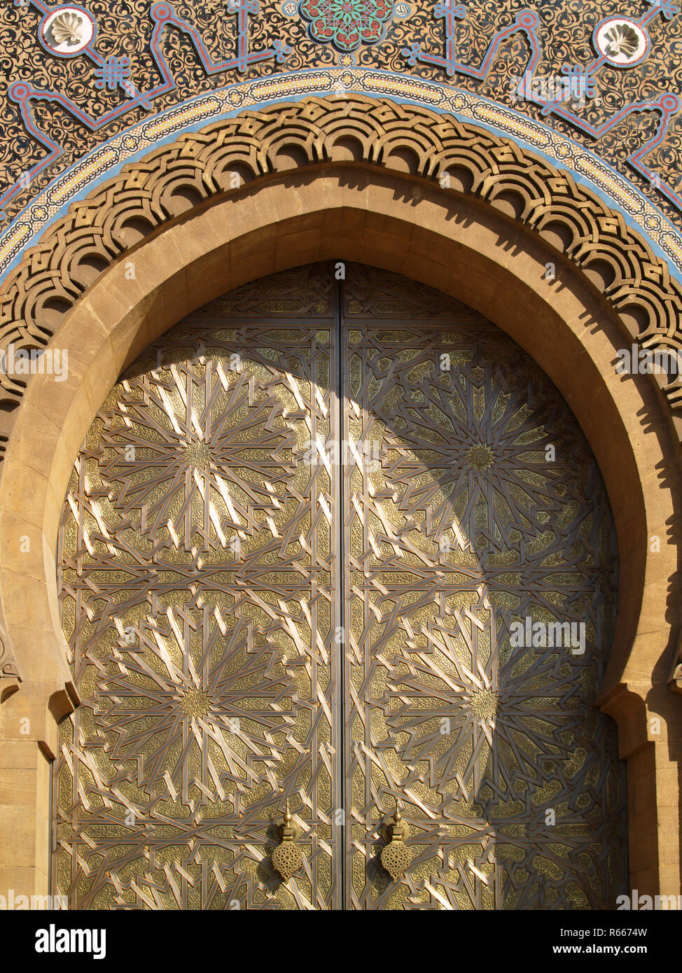 Maroc, Casablanca. Mechouar et Royal Palace gates. Banque D'Images