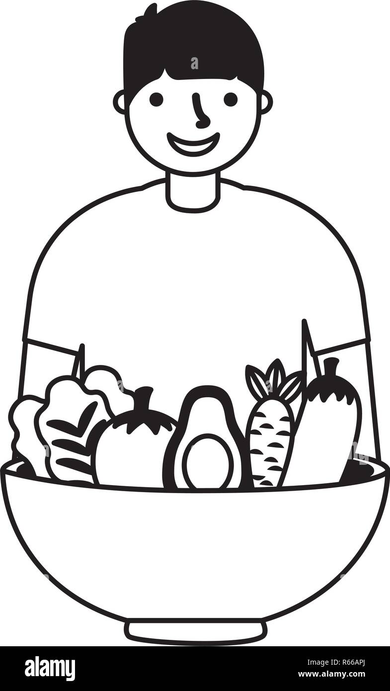 Homme avec des aliments sains légumes Illustration de Vecteur