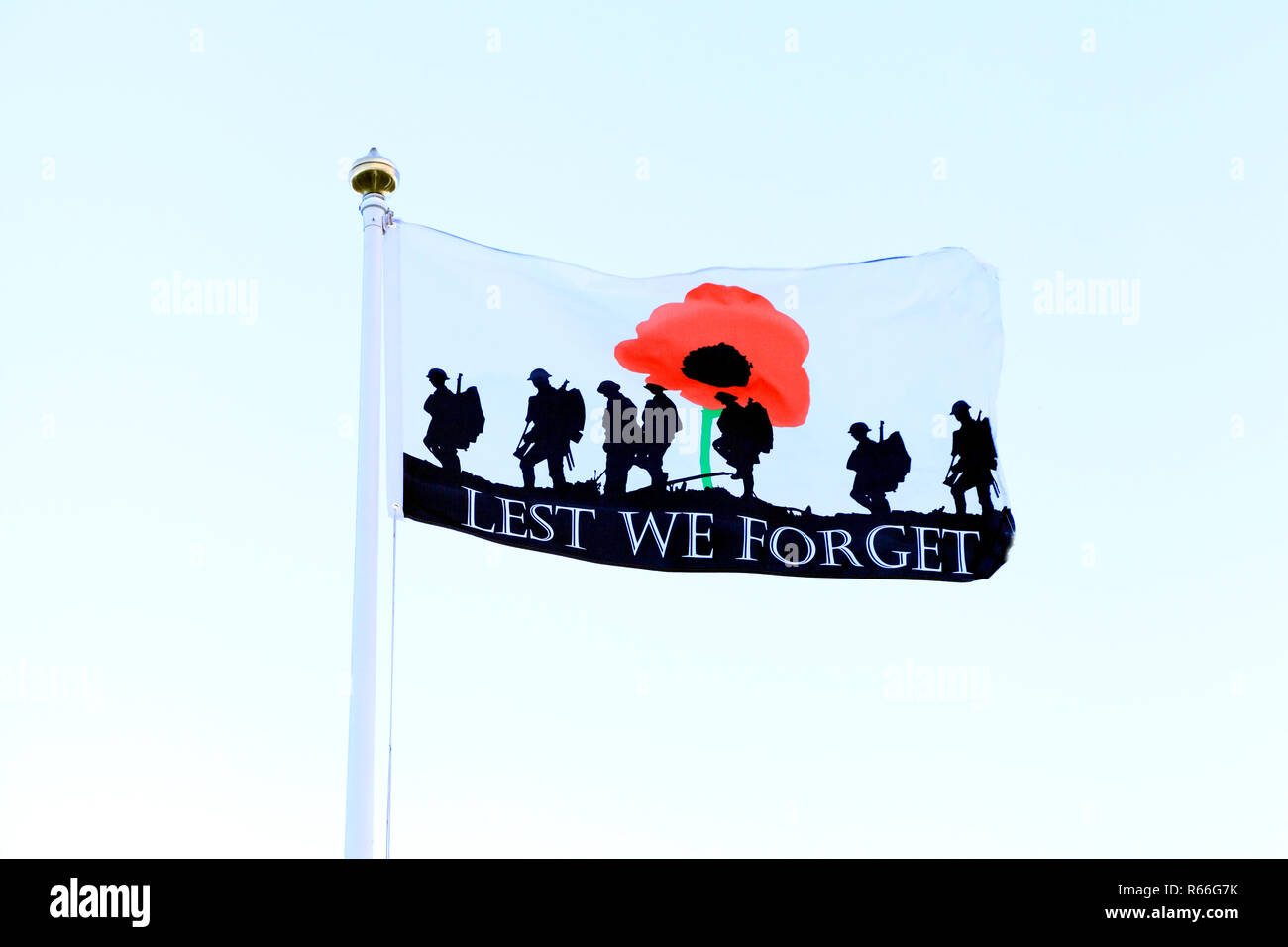 Nous nous souviendrons, Souvenir, drapeau, bannière, héros disparus, militaires, nous nous souviendrons d'eux, UK Banque D'Images