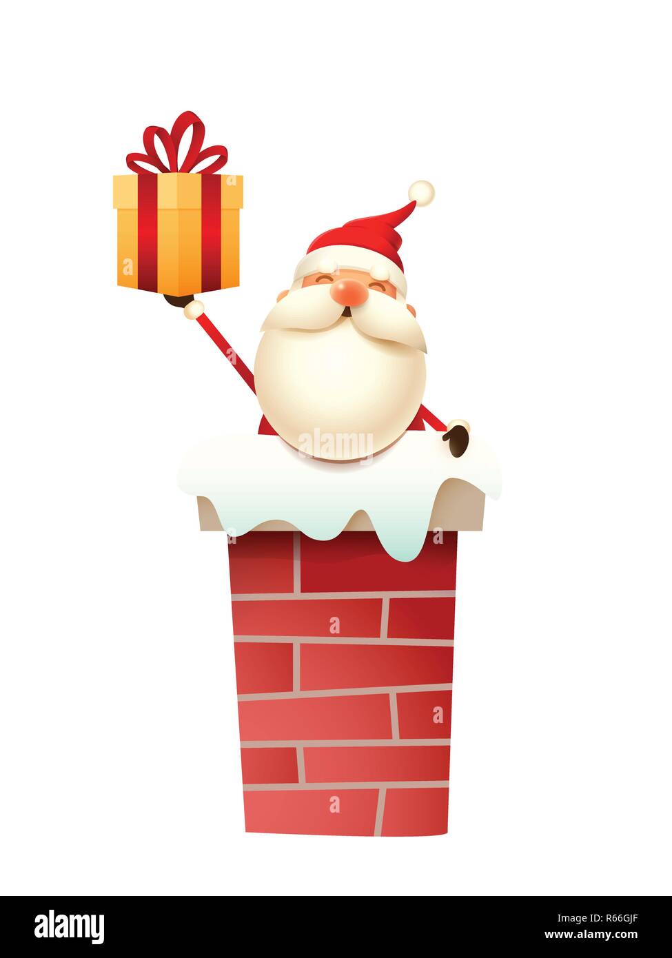 Père Noël mignon sur la cheminée avec don vector illustration isolé sur fond blanc Illustration de Vecteur