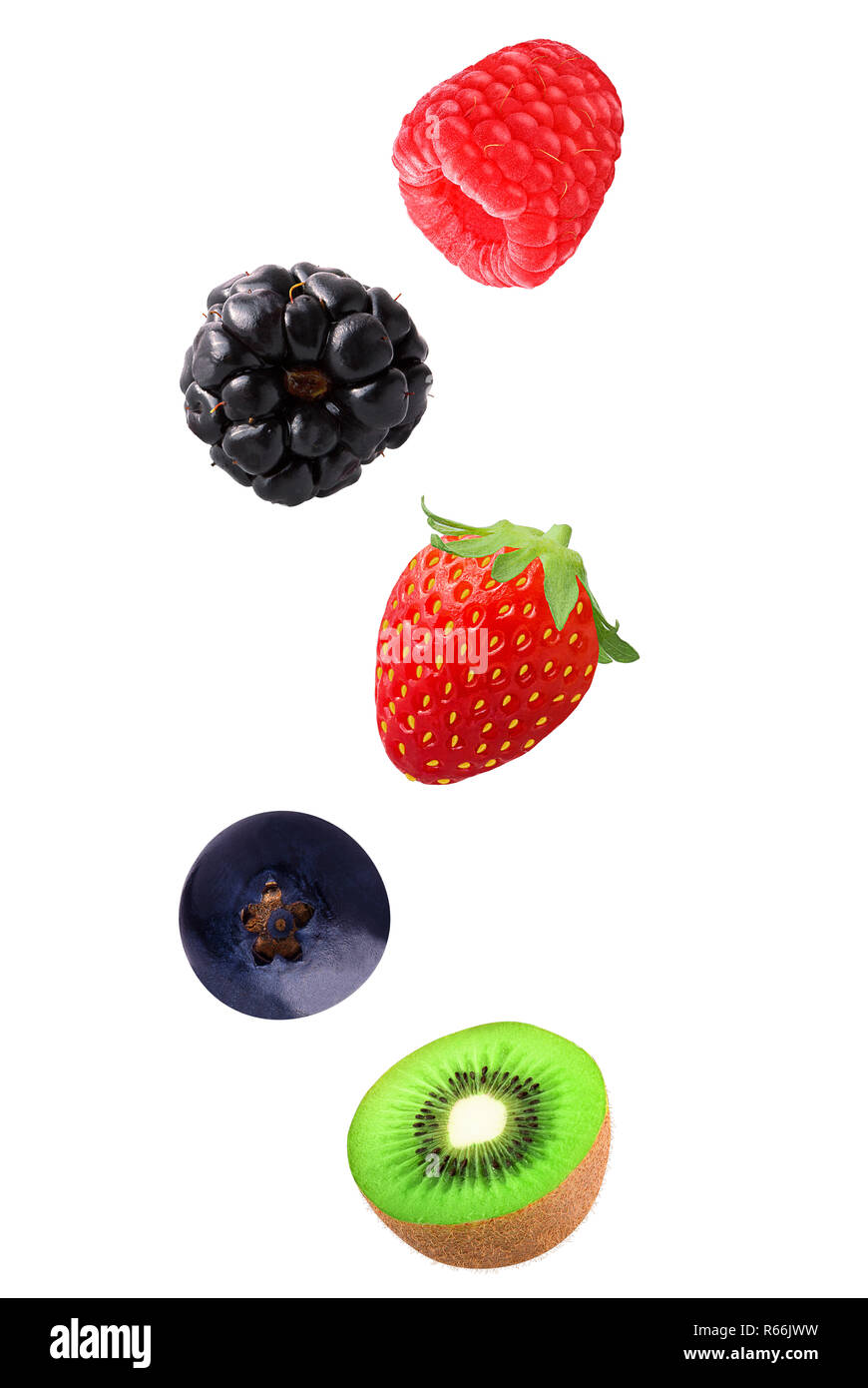 Fruits mélangés isolés dans l'air Banque D'Images