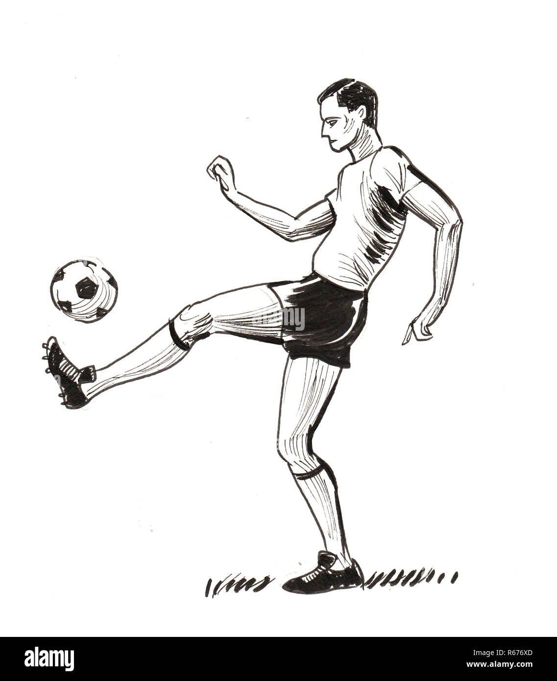 Joueur De Football Avec Un Ballon Dessin Noir Et Blanc Encre Photo Stock Alamy Joueur De Football Avec Un Ballon Dessin Noir Et Blanc Encre Photo Stock Alamy