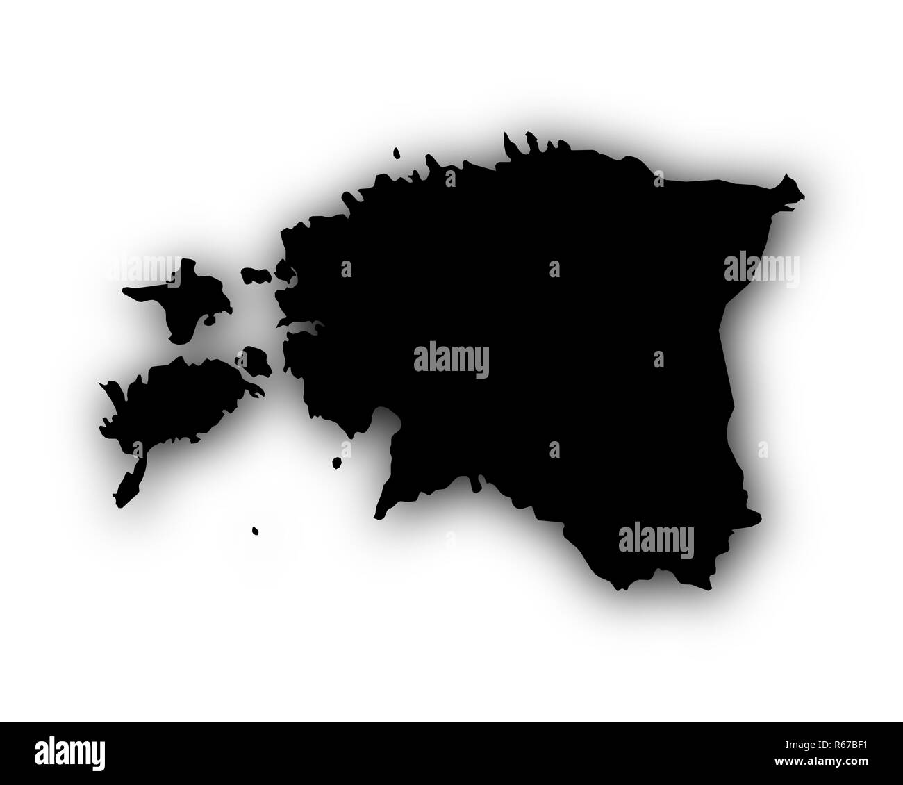 La carte de l'Estonie avec ombre Banque D'Images