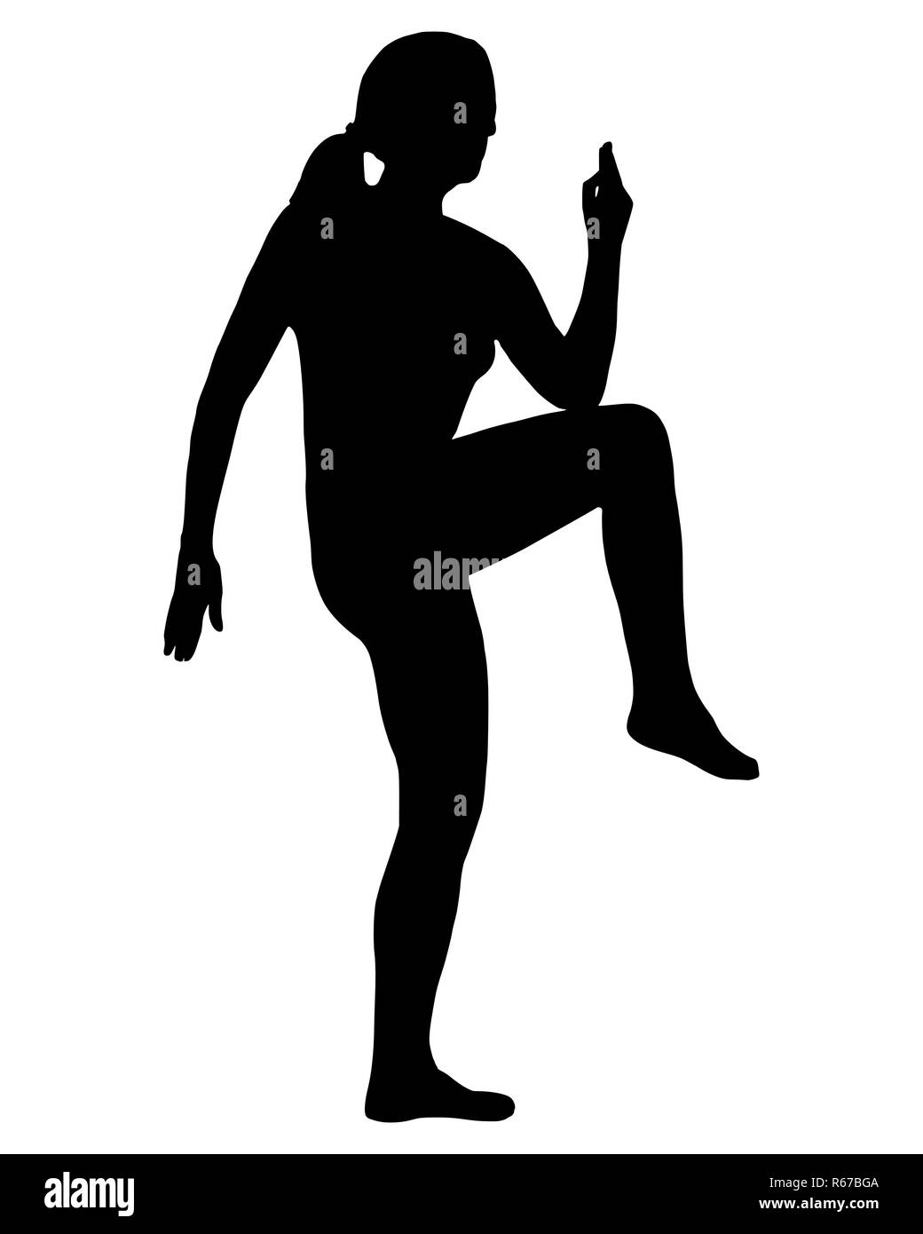 Silhouette d'une femme exerçant Banque D'Images