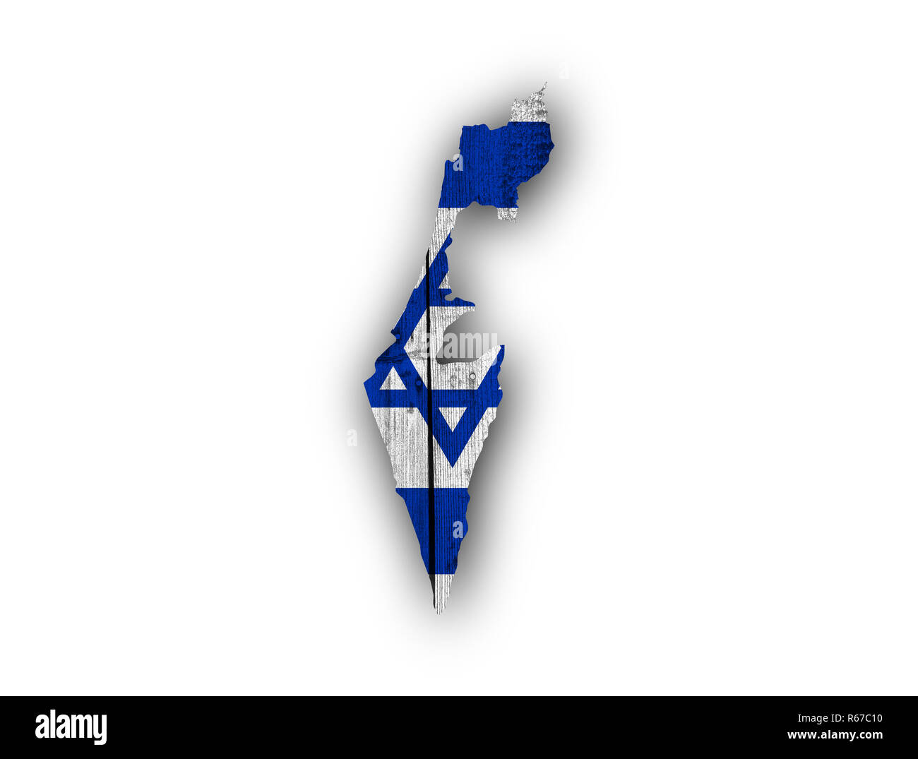 La carte et drapeau d'Israël sur Weathered Wood Banque D'Images