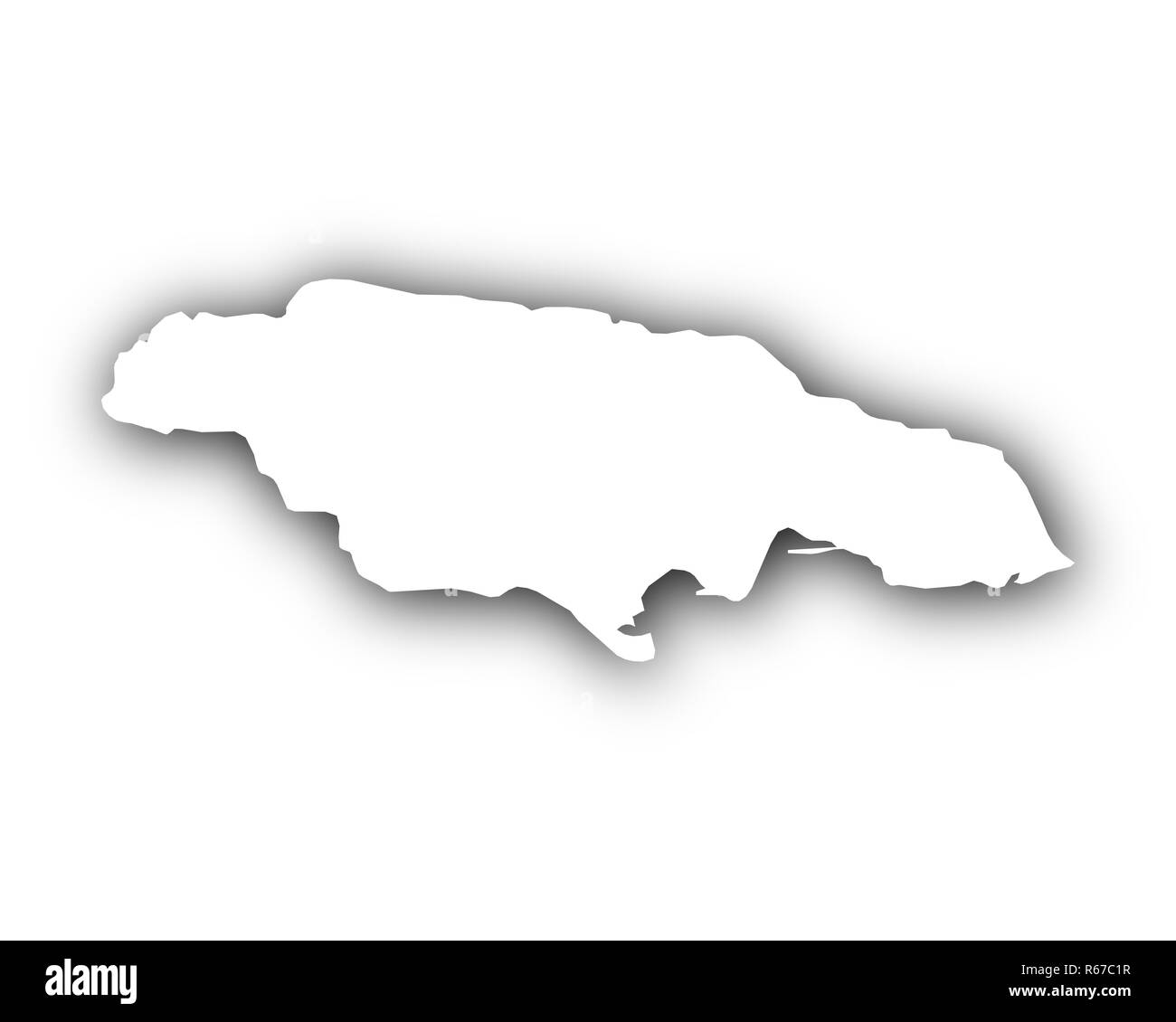 La carte de la Jamaïque avec ombre Banque D'Images