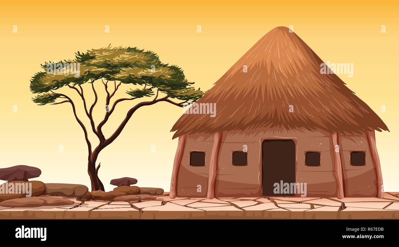 Une hutte traditionnelle dans le desert illustration Illustration de Vecteur
