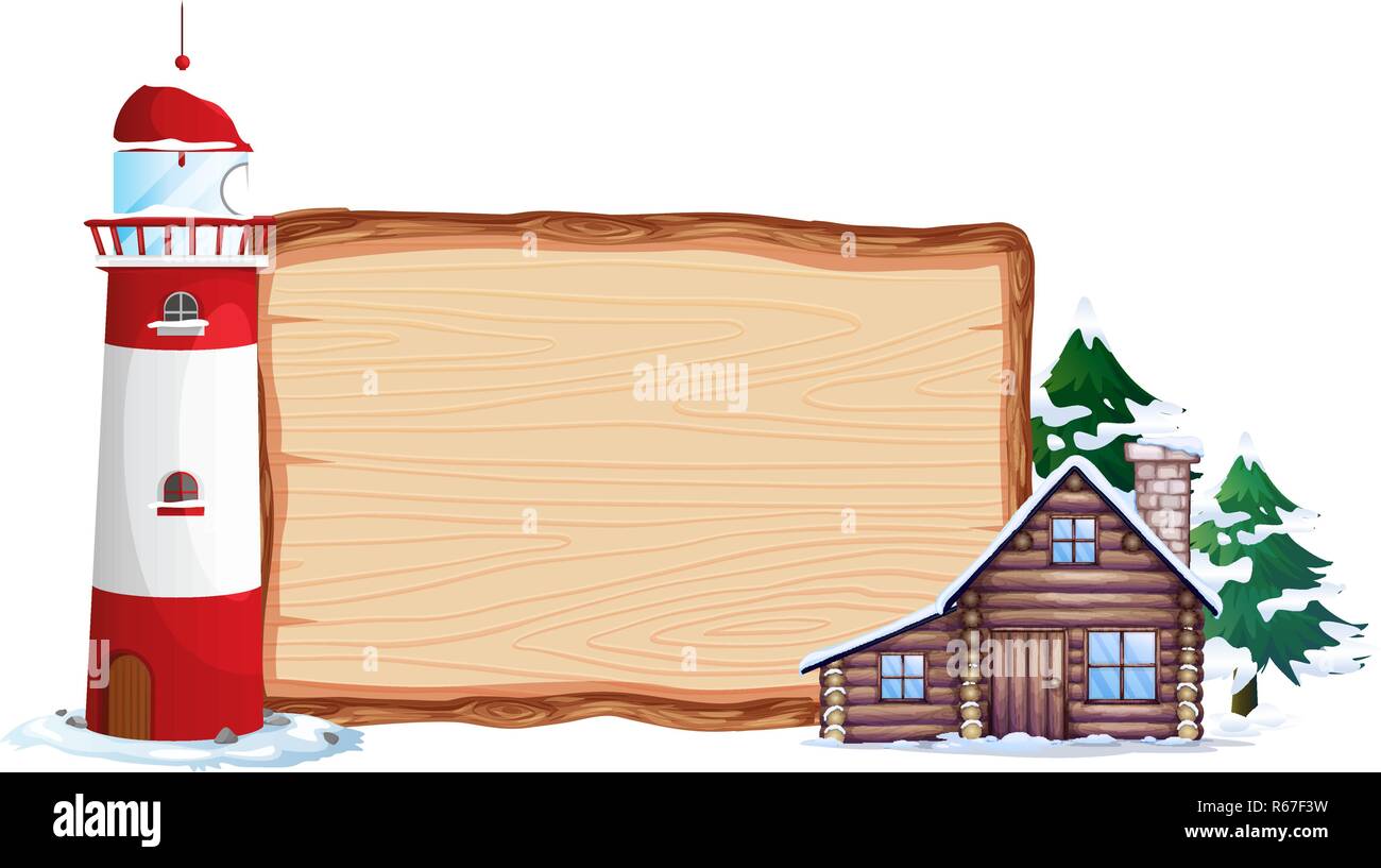 Planche de bois et chalet d'hiver illustration Illustration de Vecteur