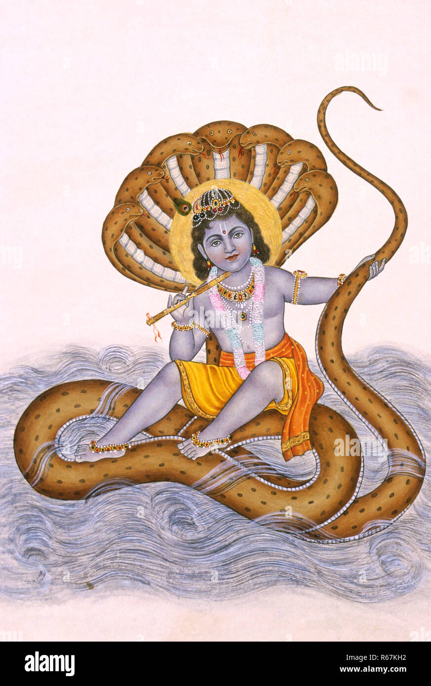 Peinture miniature du Seigneur Bal Krishna sur papier Banque D'Images