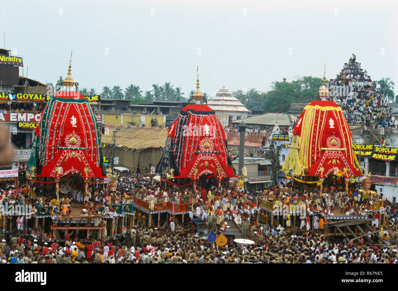 Rathyatra Rath Yatra festival le voyage de voiture, Jagannath Puri, Orissa, Inde Banque D'Images