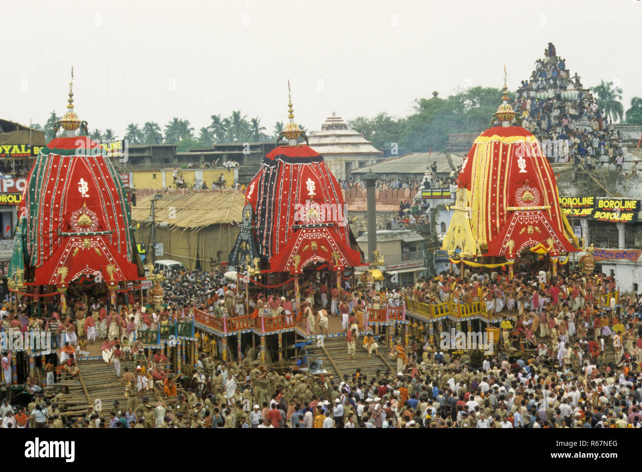 Rathyatra Rath Yatra festival le voyage de voiture, Jagannath Puri, Orissa, Inde Banque D'Images