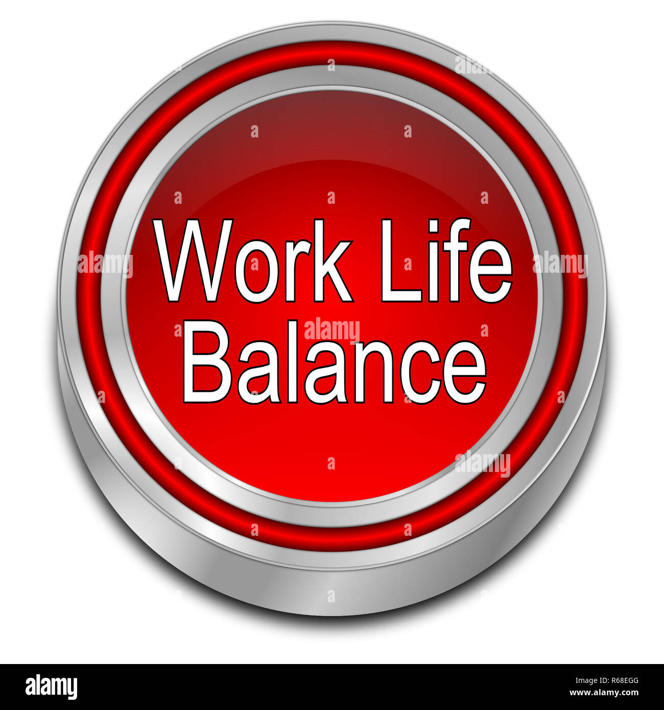 Équilibre travail-vie rouge - bouton 3D illustration Banque D'Images