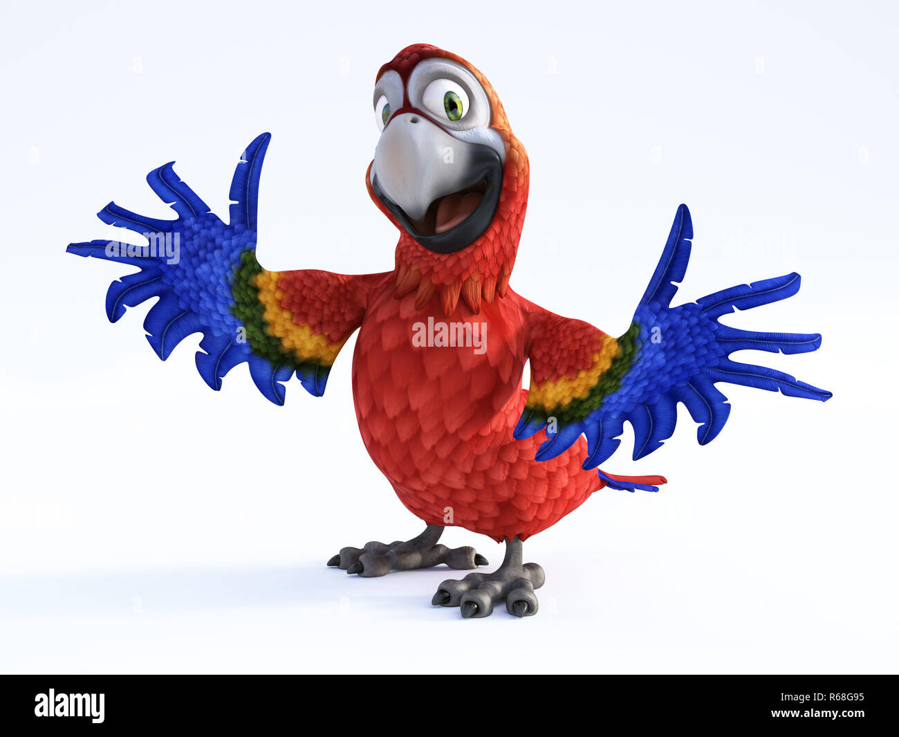 Le rendu 3D de cartoon parrot en souriant. Banque D'Images