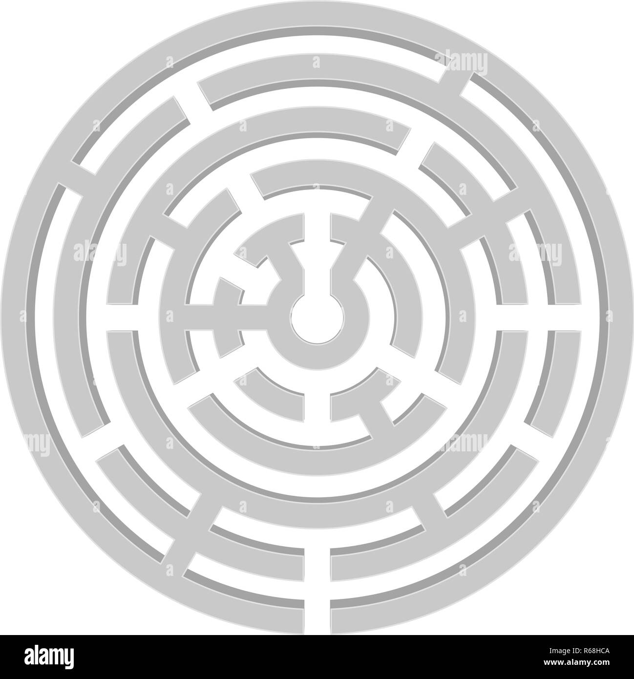 Labyrinthe 3d rond gris Illustration de Vecteur