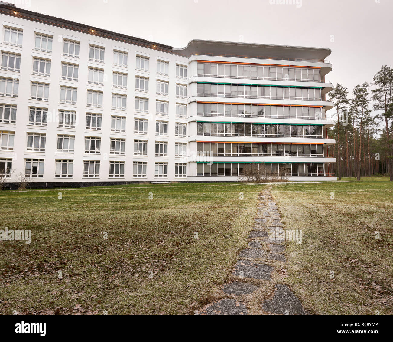 PAIMIO, FINLANDE - 2 décembre 2018 : Sanatorium de Paimio conçu par Alvar Aalto. Banque D'Images