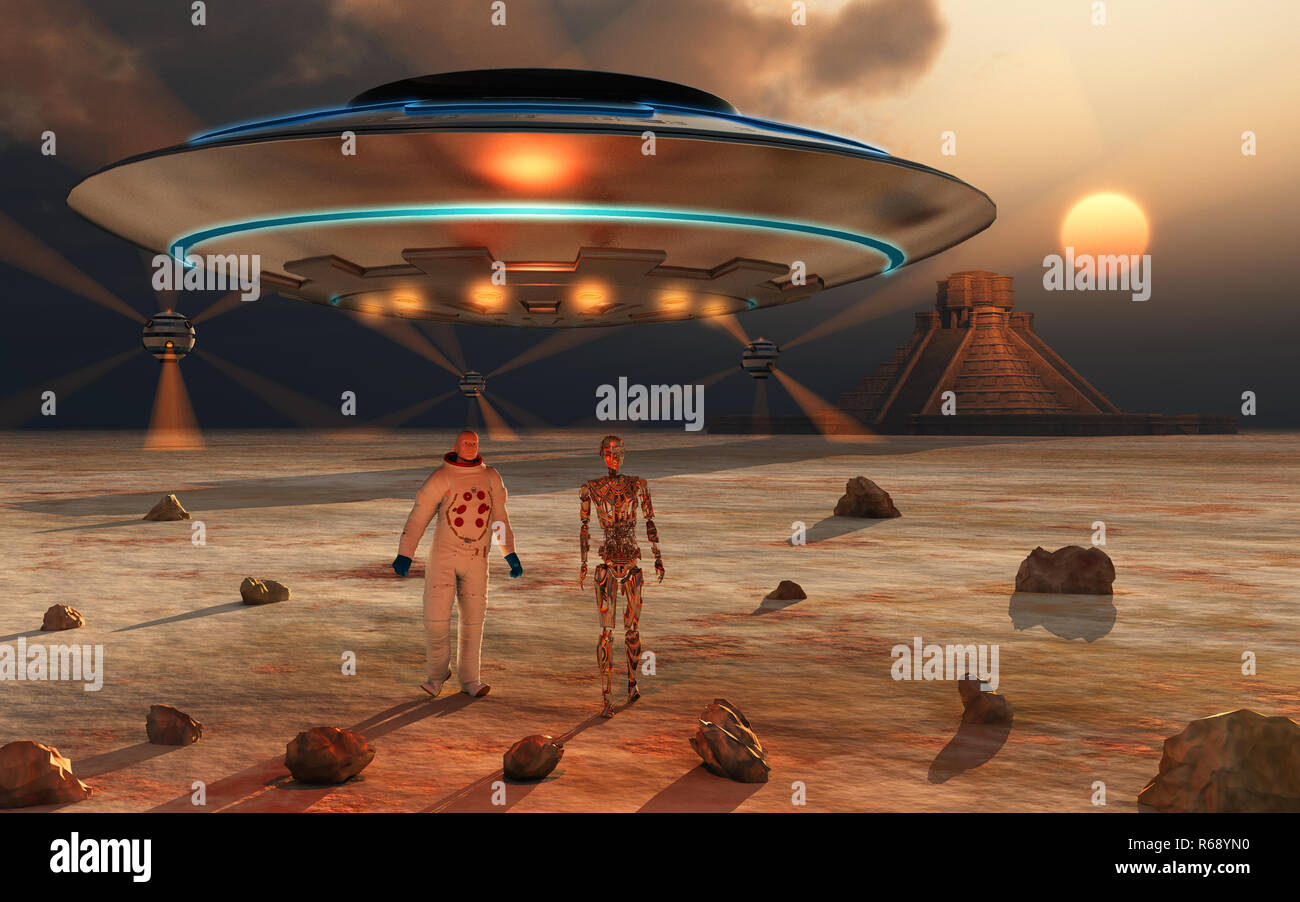 Les voyageurs du temps et de l'espace Banque D'Images