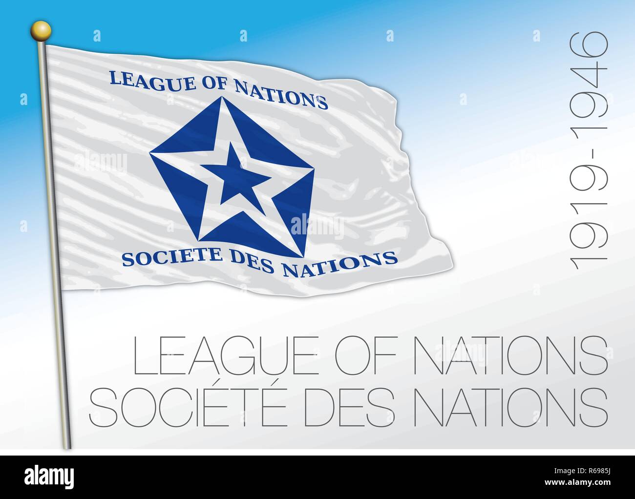 Société des Nations drapeau historique, 1919 - 1946 Illustration de Vecteur