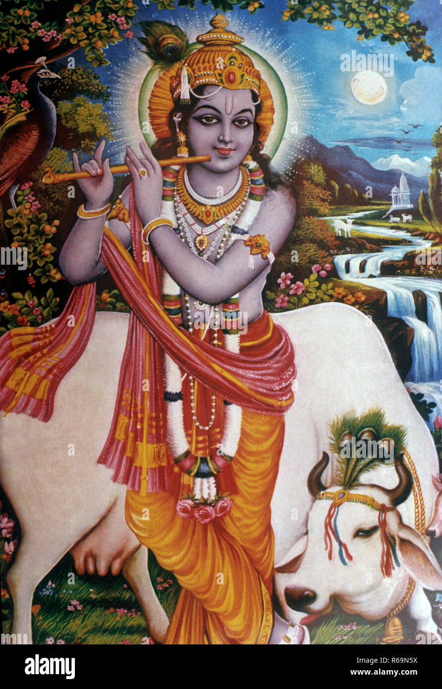 Peinture de Krishna, l'Inde Banque D'Images