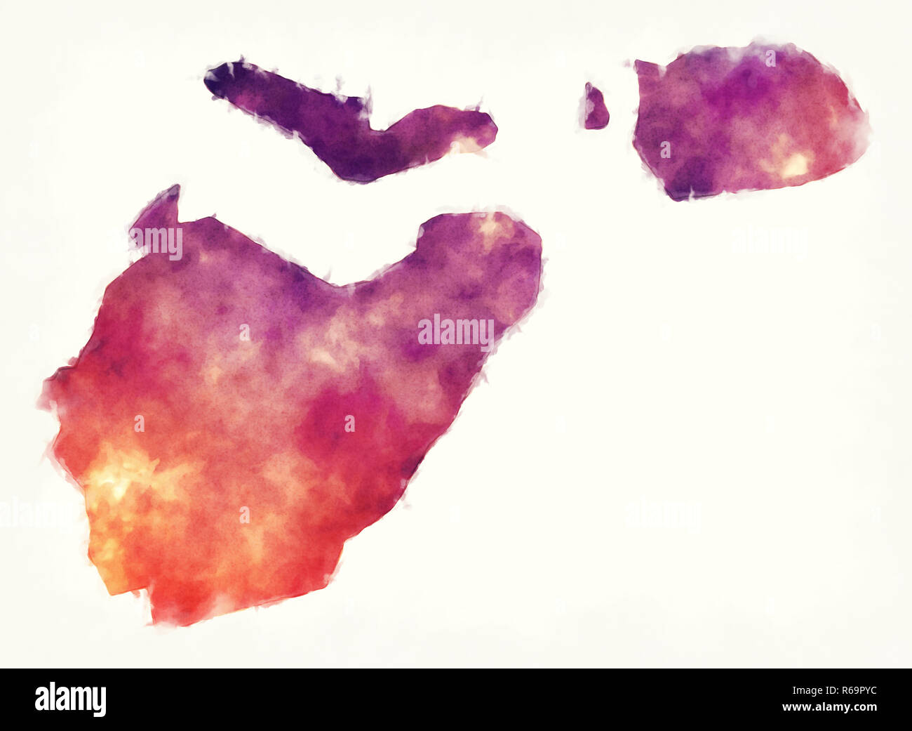 Région de l'est Singapour carte aquarelle devant un fond blanc Banque D'Images