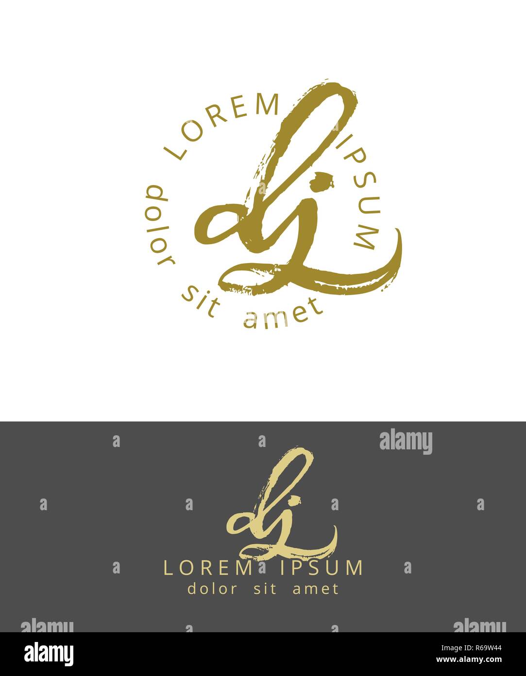 Le juge d'initiales monogramme Logo Design. La calligraphie au pinceau sec Illustration de Vecteur