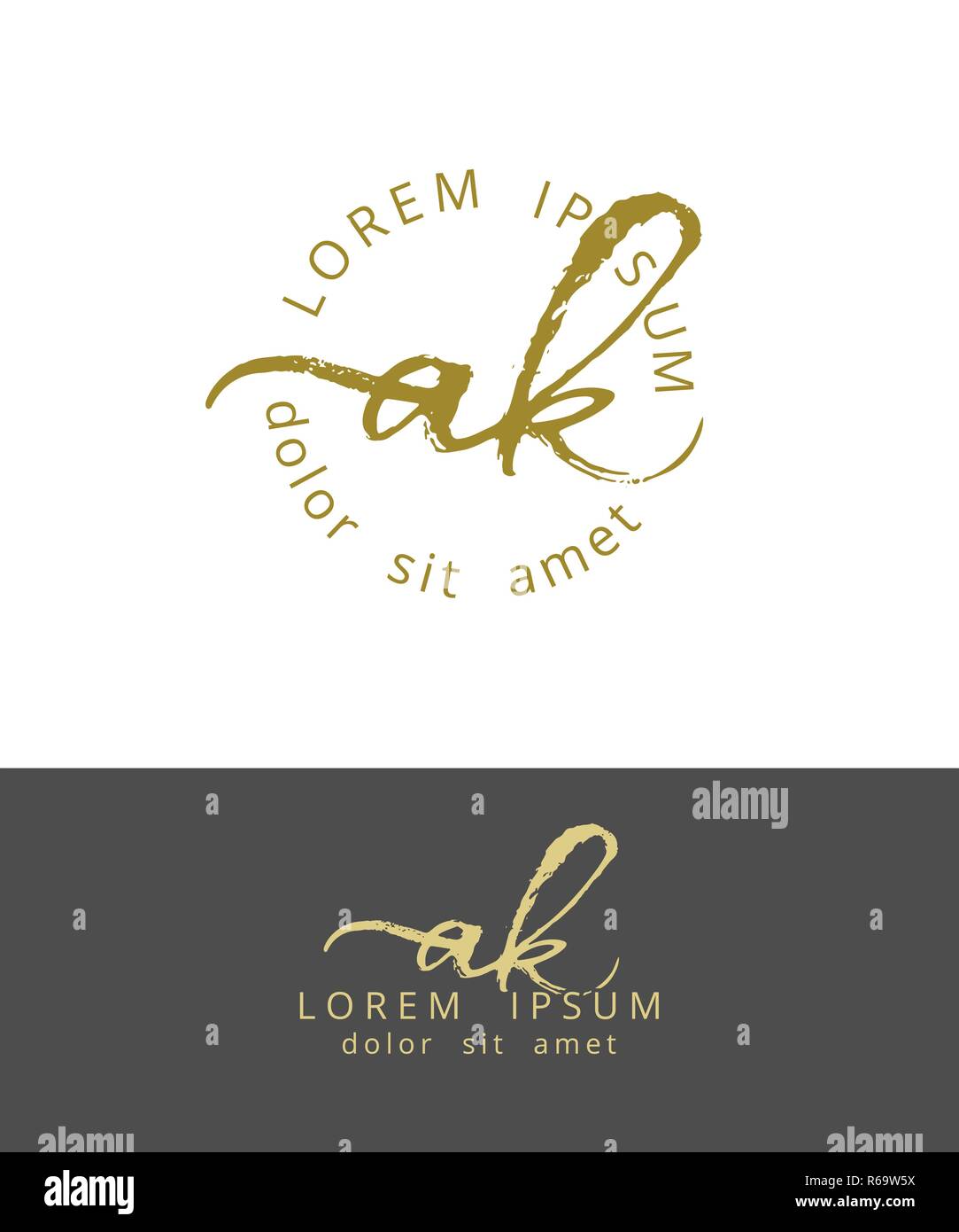 Un monogramme initiales K. Logo Design. La calligraphie au pinceau sec Artwork Illustration de Vecteur