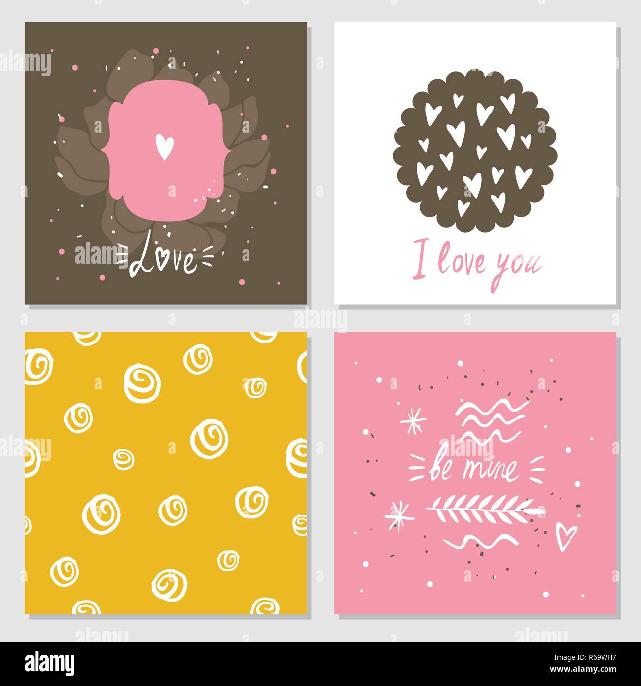 Cartes mignon avec lettrage love seamless background pattern Valentines Day Vector illustration Illustration de Vecteur