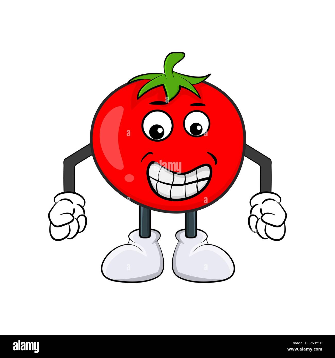 Funny cartoon character design tomate isolé sur fond blanc Illustration de Vecteur