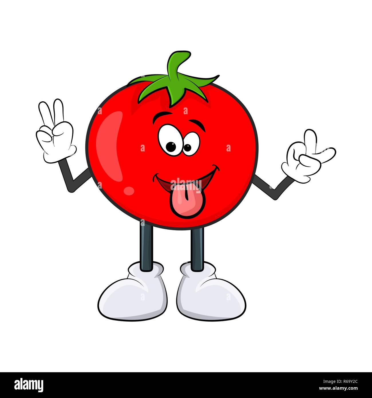Funny cartoon character design tomate isolé sur fond blanc Illustration de Vecteur