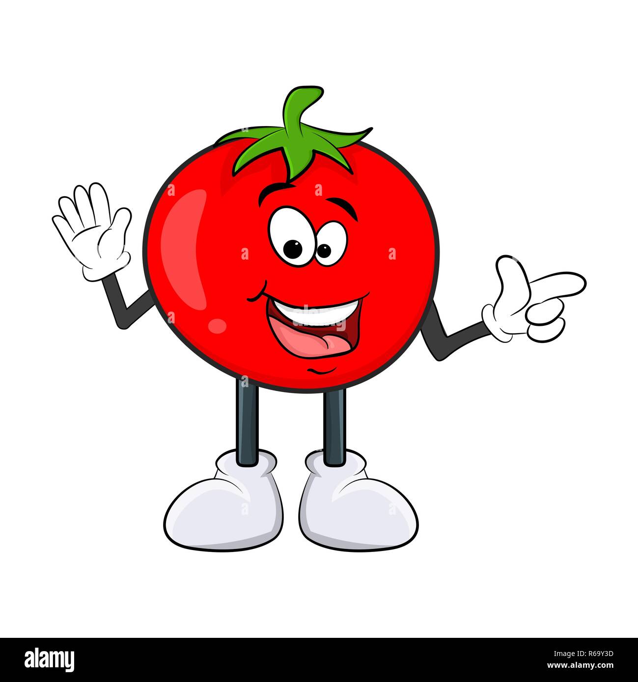 Funny cartoon character design tomate isolé sur fond blanc Illustration de Vecteur