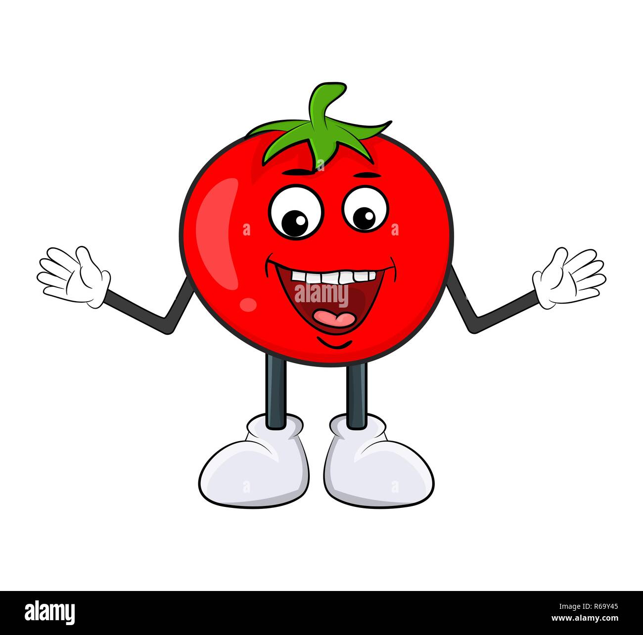Funny cartoon character design tomate isolé sur fond blanc Illustration de Vecteur