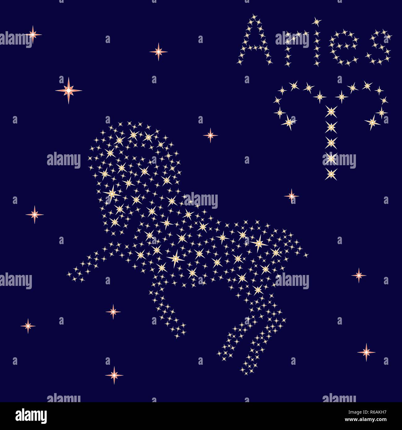 Signe du Zodiaque Bélier sur un fond de ciel étoilé, vector illustration Illustration de Vecteur