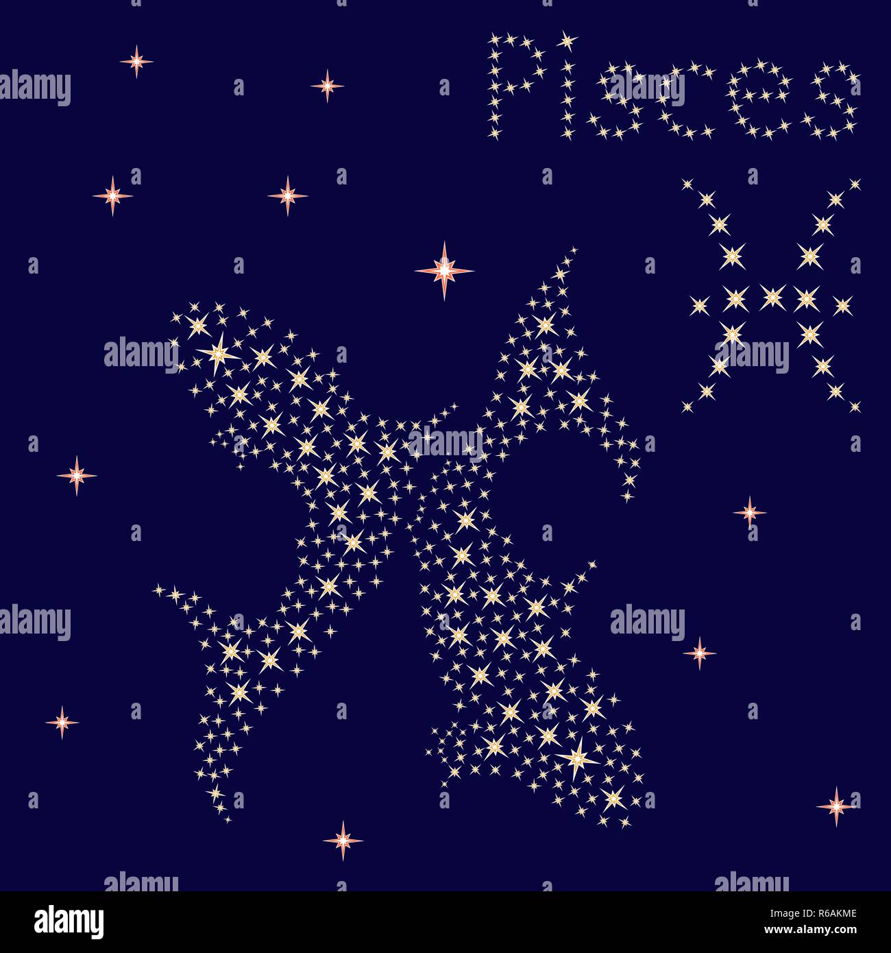 Signe astrologique Poissons sur fond de ciel étoilé, vector illustration Illustration de Vecteur