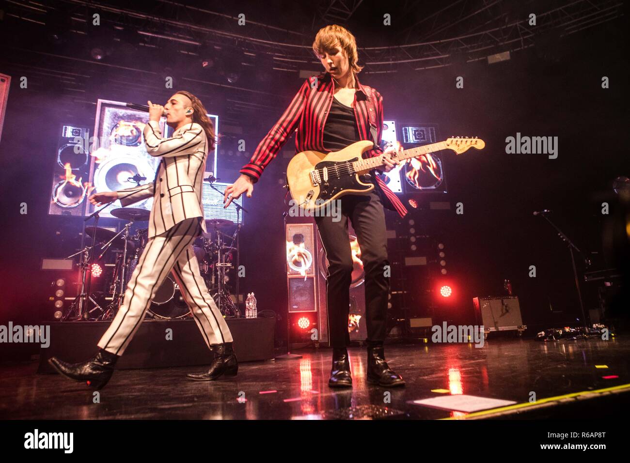 Maneskin effectue vivent à la Fabrique à Milan, Italie, le 23 novembre 2018 Banque D'Images