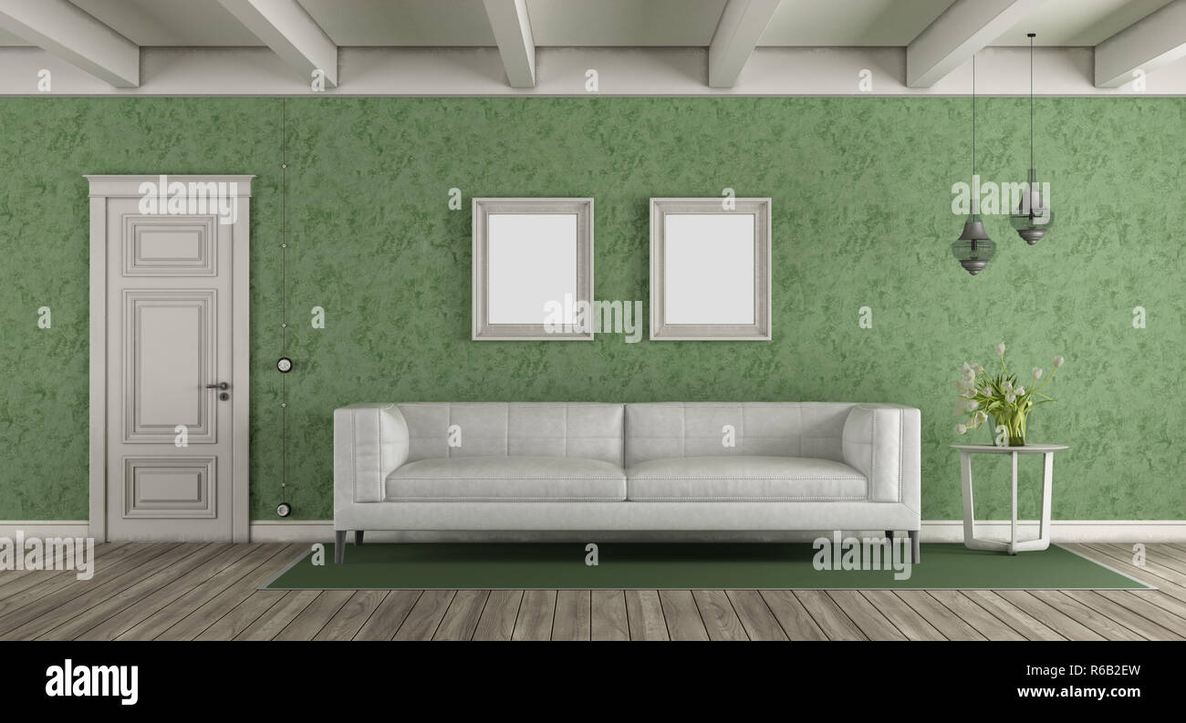 Blanc et vert salon classique Banque D'Images
