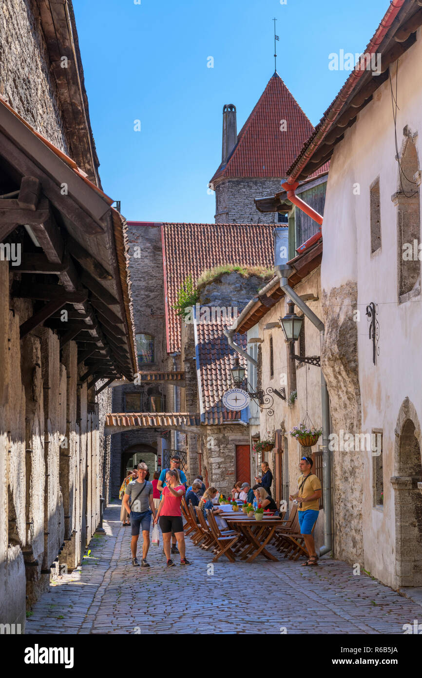 Café / Bar sur St Catherine's Passage (Katariina Käik) près de St Catherine's Church dans la vieille ville historique (Vanalinn), Tallinn, Estonie Banque D'Images