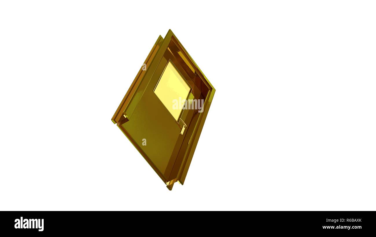 Le rendu 3D d'une porte d'or isolated on white Banque D'Images