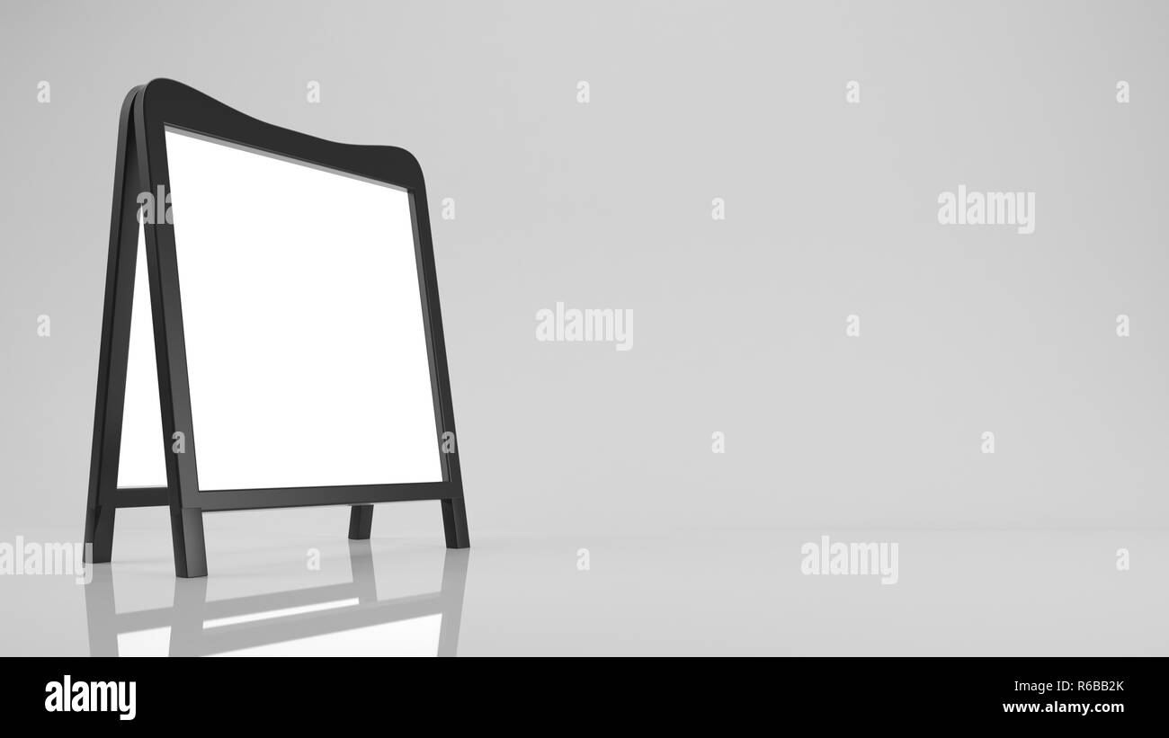 Le rendu 3D d'un panneau vide à l'intérieur d'un studio Banque D'Images