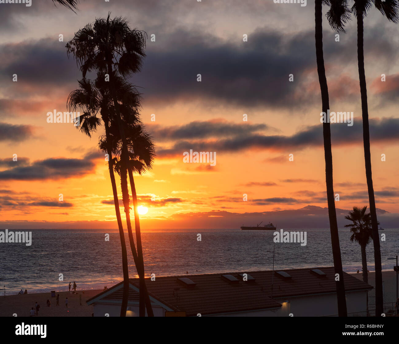 Los Angeles plage au coucher du soleil Banque D'Images