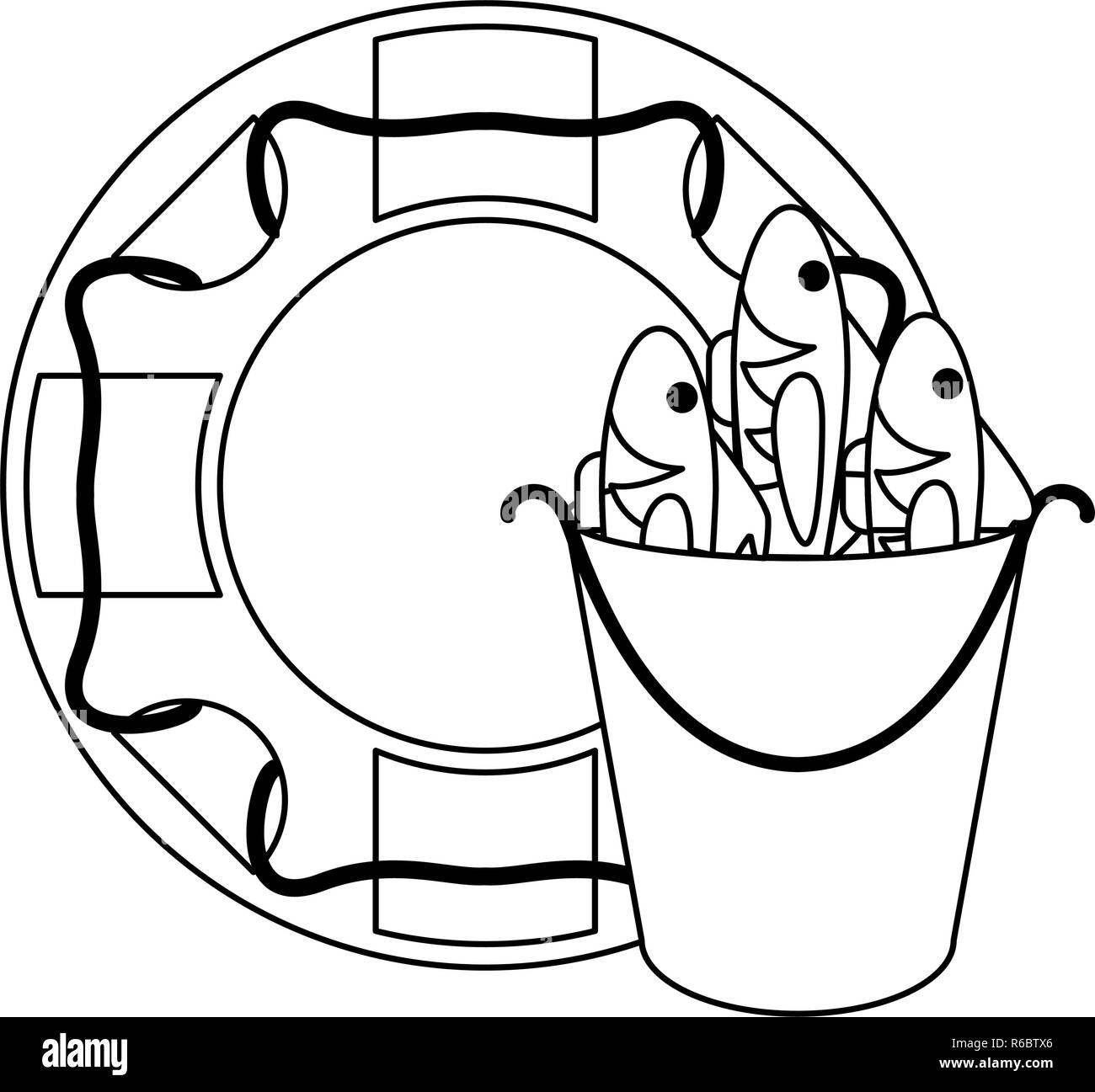 Symbole bague lifesaver en noir et blanc Illustration de Vecteur