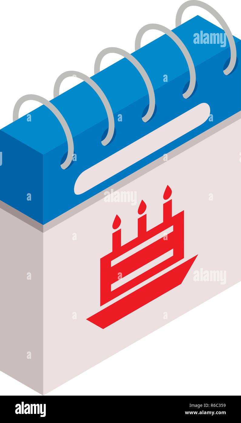 L'icône calendrier jour de naissance, style isométrique Illustration de Vecteur