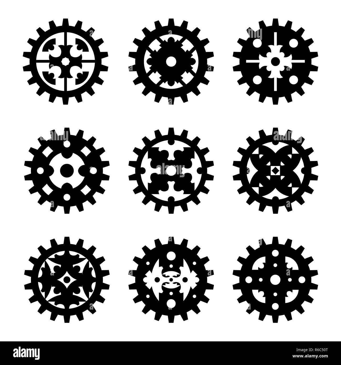 L'engrenage de la machine d'engrenage fixé Banque D'Images