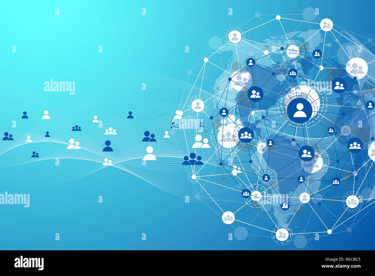 La structure globale et la connexion de données de réseau concept. Réseau social dans la communication des réseaux informatiques mondiaux. La technologie de l'Internet. L'entreprise. La science. Vector illustration. Illustration de Vecteur